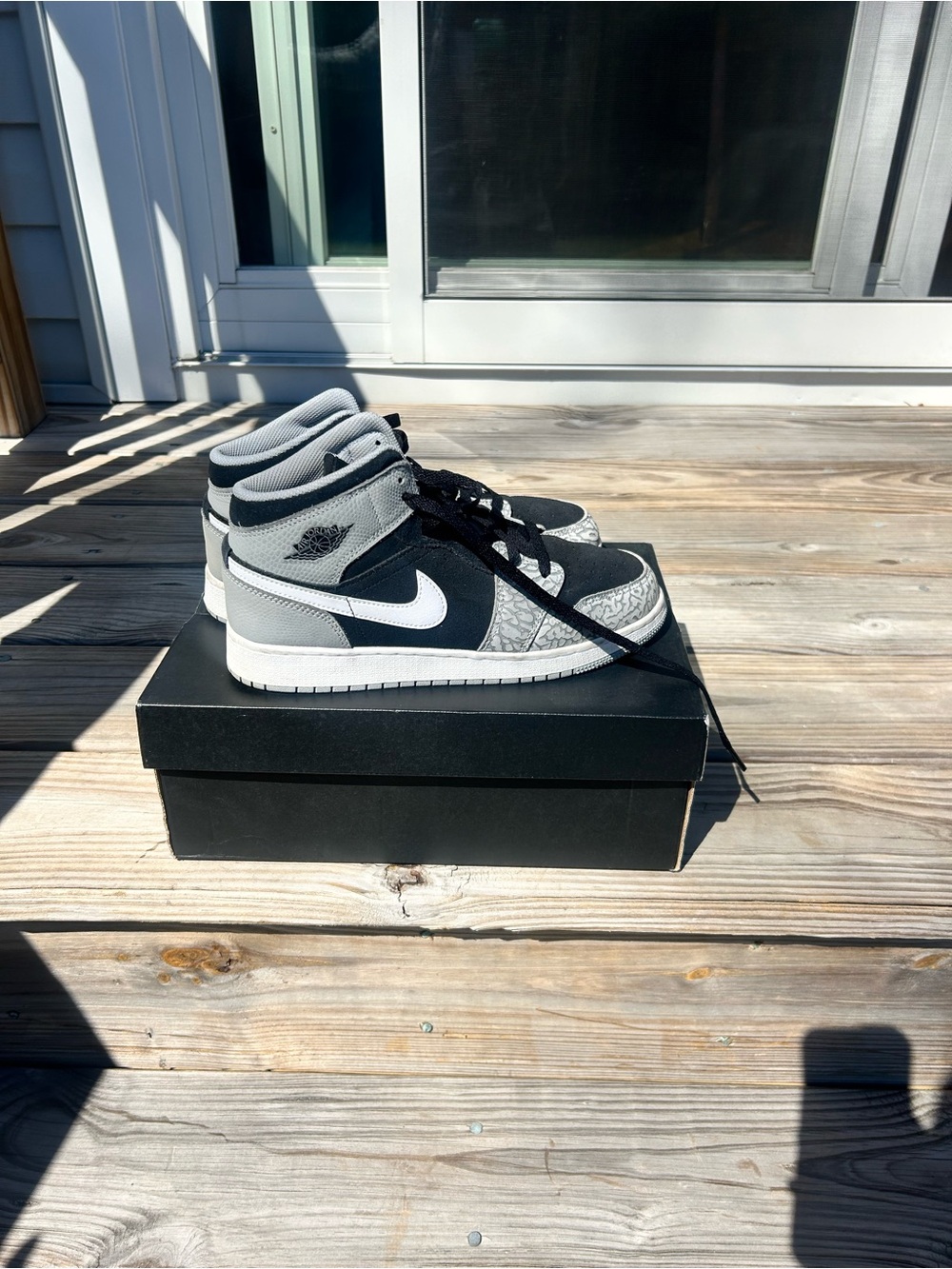 Nike Black White Gray Mid-Top Sneakers